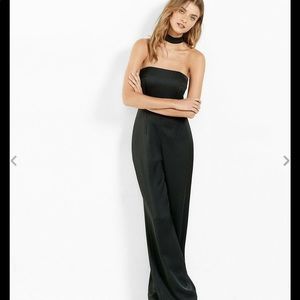 Black pants suit with attached collar